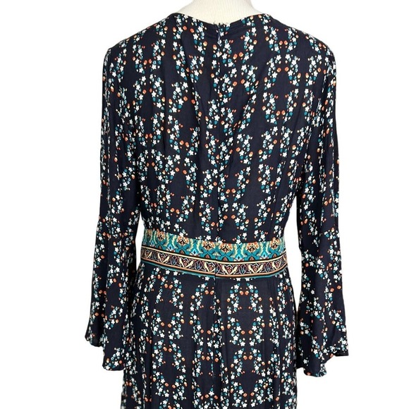 NWOT SHEIN Plunging Neck Tribal Print Floral Motif Maxi Dress Boho Dress 12/XL - Picture 5 of 12